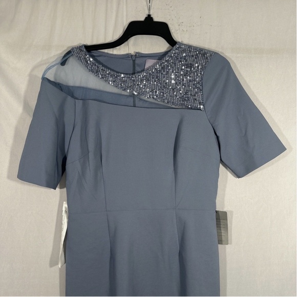 NEW $248 JS Collections [ 8 ] Sequin Hayden Knee Length Dress Denim‎ Blue - Picture 4 of 13